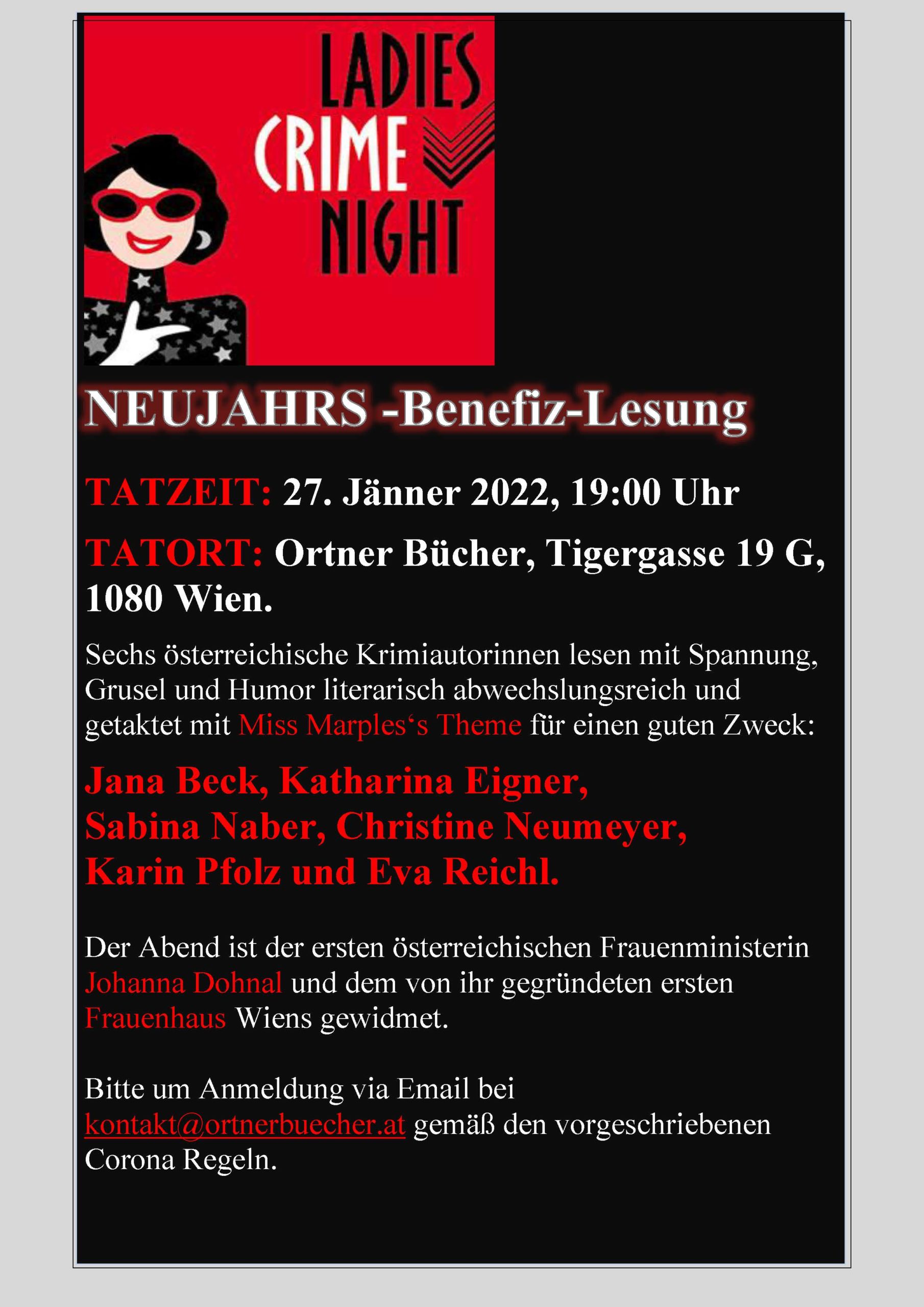 Neujahrs Benefiz Ladies Crime Night für das Wiener Frauenhaus