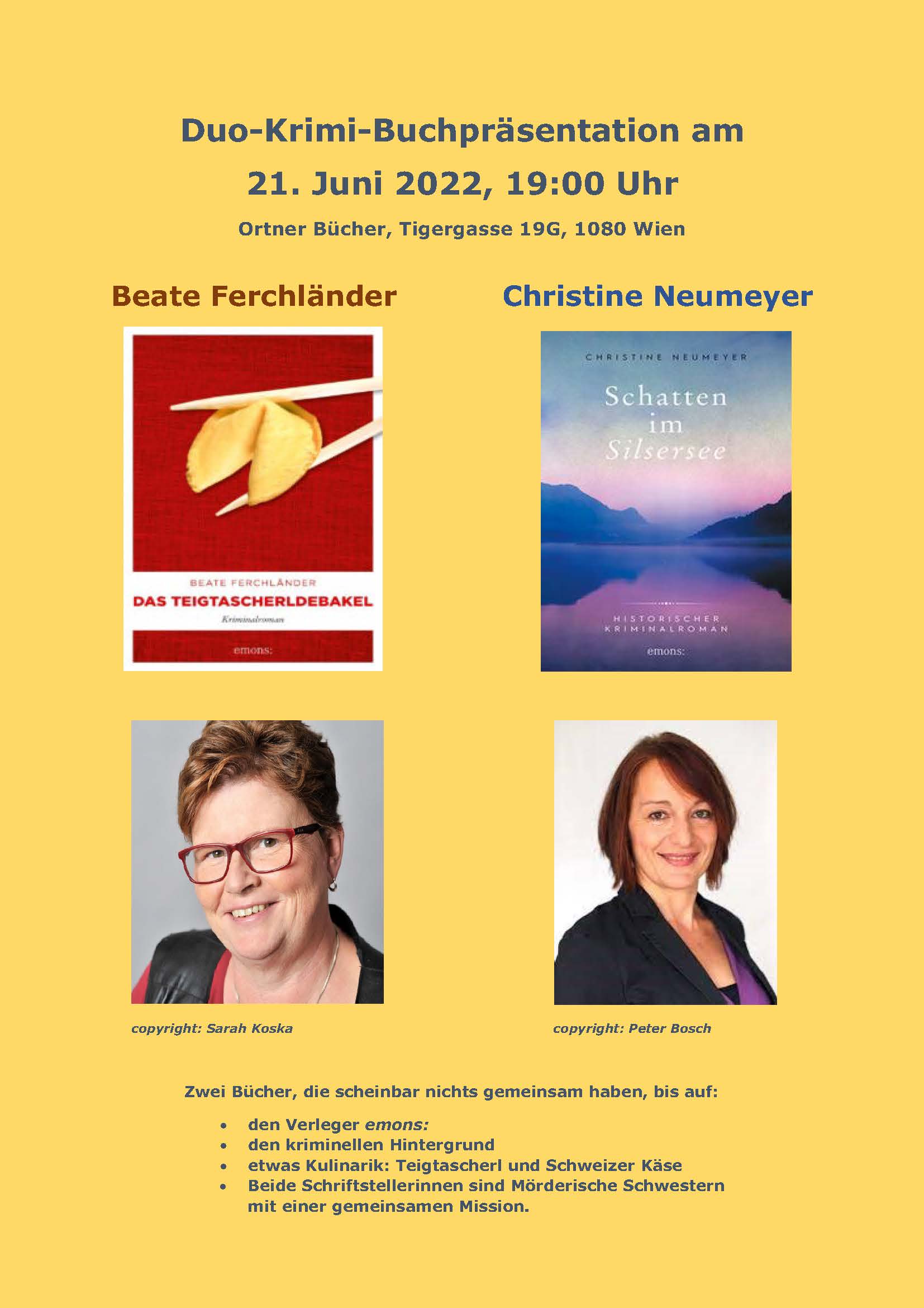 Duo Buchpräsentation mit Beate Ferchländer und Christine Neumeyer