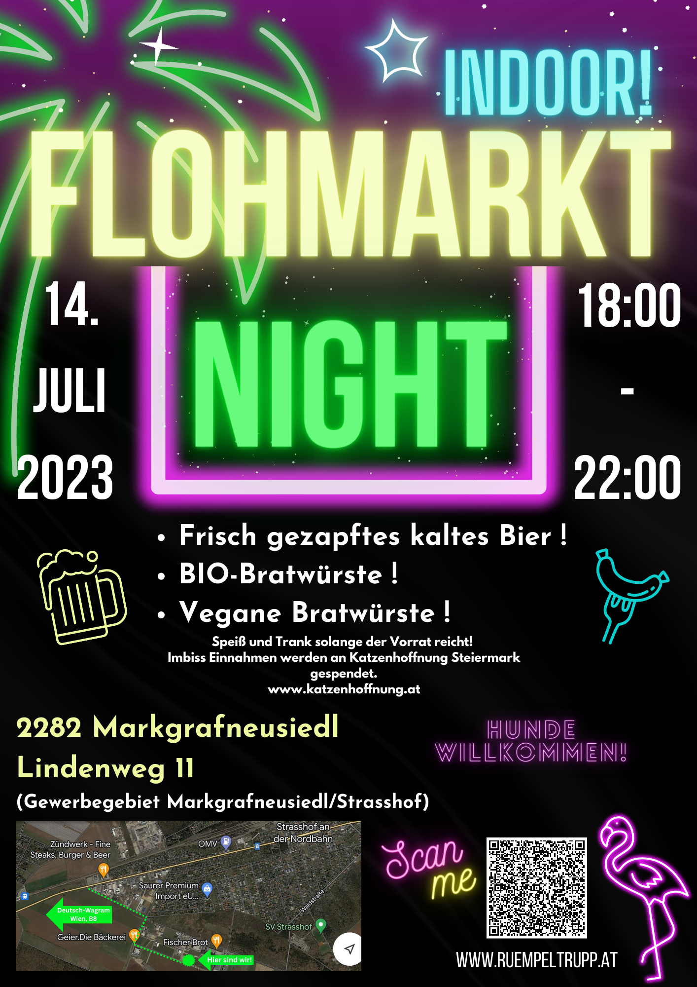 INDOOR FLOHMARKT NIGHT mit BIO Bratwürste und Vegane Bratwürste