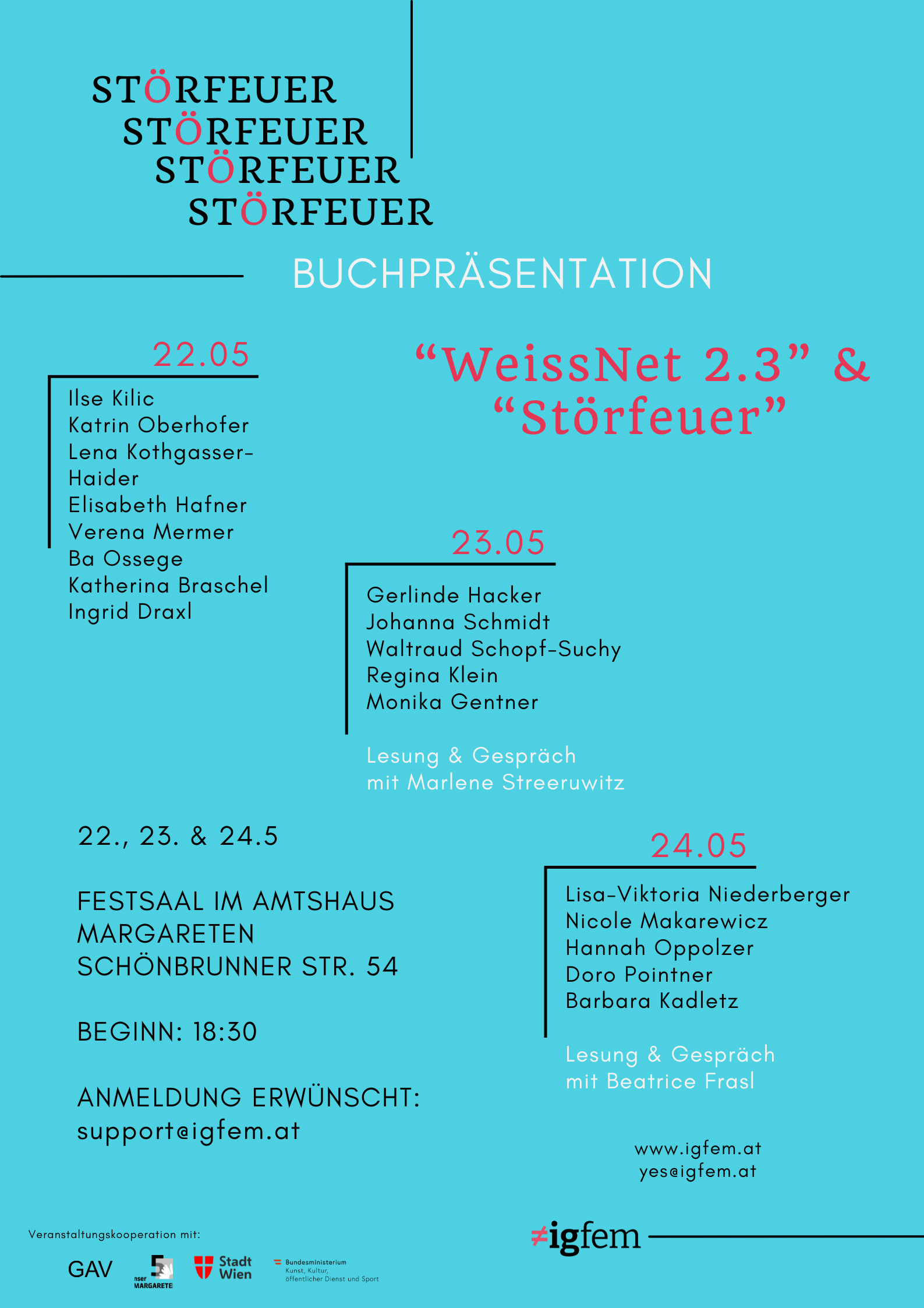 ≠igfem Buchpräsentation „Störfeuer“ & „WeissNet 2.3“