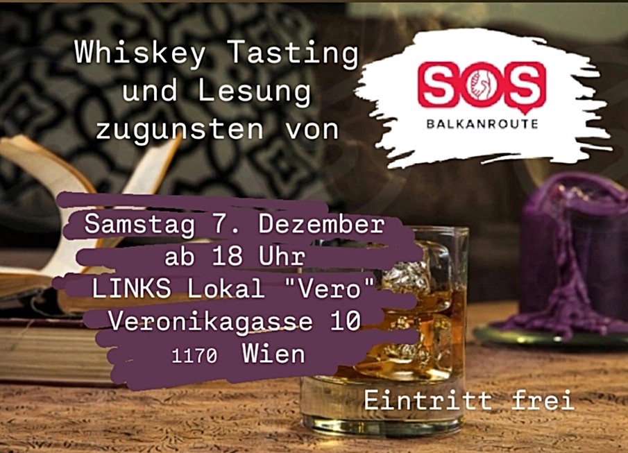 Lesung und Whiskeytasting mit Büchermarkt zugunsten von SOS Balkanroute